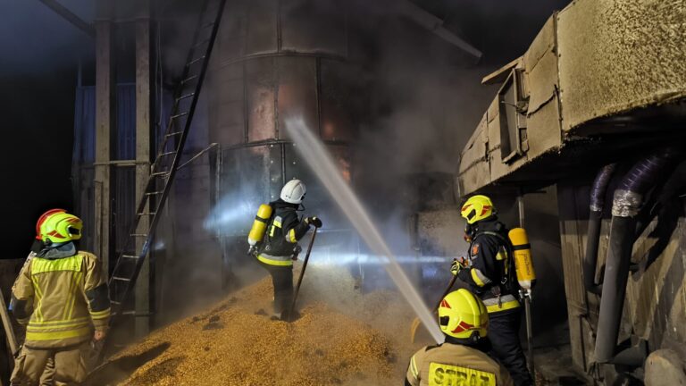 POŻAR SUSZARNI W DĄBROWICY